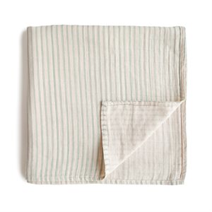 Mushie Swaddle - Sage Stripe